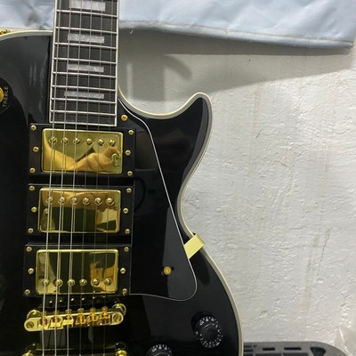 Custom Electric Guitar Black HHH Pickups gold hardware mahogany body
