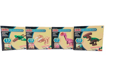 Four-New In Box-Make It Blocks  Build Sets Dinosaurs. 70 Pieces Total.