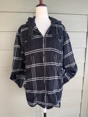 H&M Divided Flannel Hooded Zip Up Jacket
