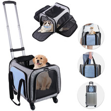 Rolling Pet Carrier with Wheels, Expandable Pet Carrier for Small Dogs Cats unde