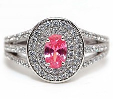 2CT Treated Pink Sapphire  Topaz 925 Solid Sterling Silver Ring Jewelry Sz 8