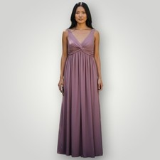 Azazie Dress Womens A4 Dusty Mauve V-neck Twist-Front Bodice Floor Length Gown