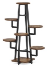 Macrame Plant Holder Floral Wood Beads, Ivory Brown, Boho Retro Style