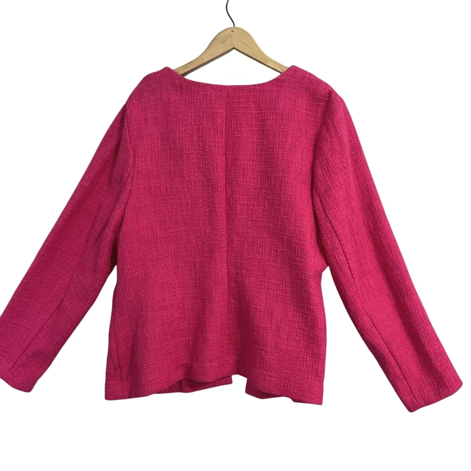 Blazer tejido Alfani para mujer 16W rosa brillante frente abierto Foto 2 de 4