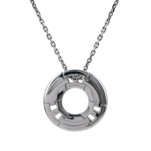 HERMÈS AUTENTICA COLLANA HERMES ERCULES 38CM 750 WG H LOGO ORO BIANCO DONNA F S