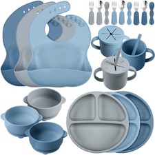 24 Pack Silicone Baby Feeding Set Baby Led Weaning Essentials Suction Divided...