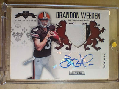 2012 Brandon Weeden Rookies & Stars Rookie Autograph Patch RC /25 MINT    