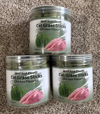 Cat grass sticks chicken flavor Wnd And Clouds Lot Of 3 -100 Grams Container