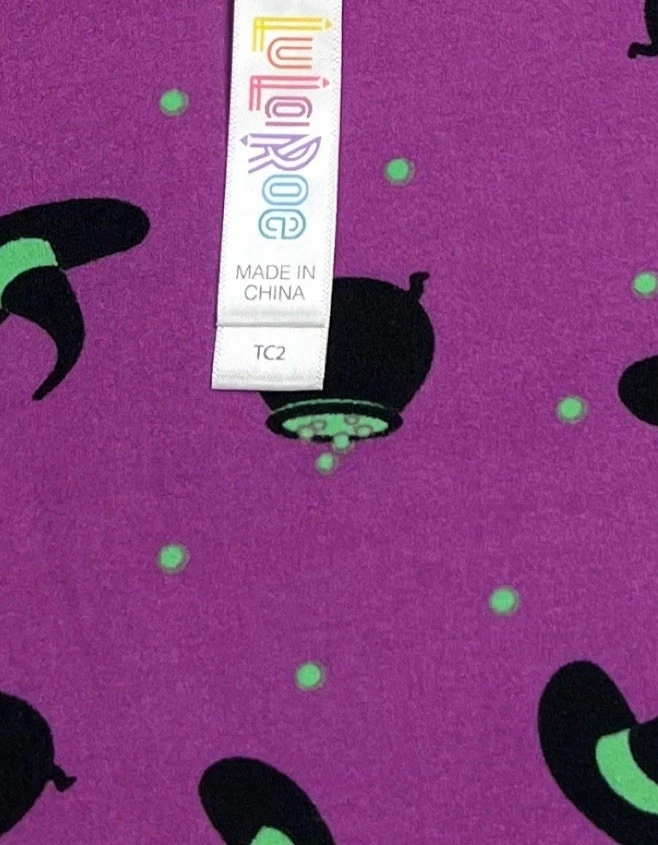 LuLaRoe Leggings TC2 Alto Curvilíneo 2 BRUJA Halloween Noche Sombrero Caldero Brew DOT Foto 4 de 4