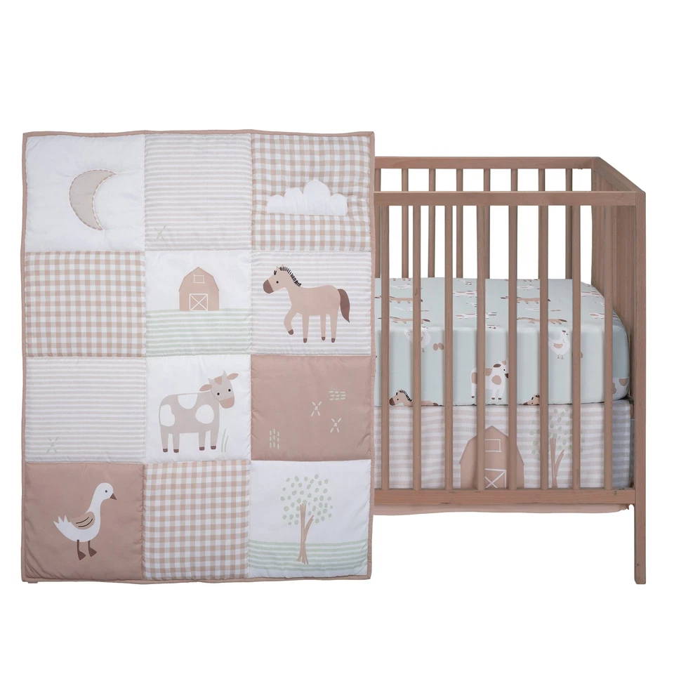 Bedtime Originals Farmyard Friends 3-Piece Infant Baby Nursery Crib Bedding Set - Image 2 of 4
