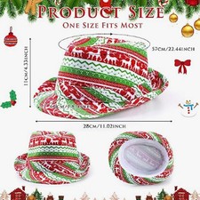 1Pc Ugly Sweater Fedora Hat Funny Christmas Element Red and Green Party Cap NEW