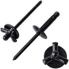 ALL Black 3/16" X 1Large Flange Tri-Fold Exploding Aluminum Pop Rivets 50Pcs