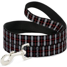 Dog Leash 6-FEET Plaid Black/Red