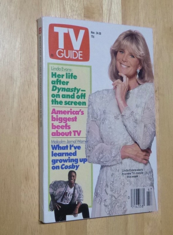 TV Guide Nov 24-30  1990. Linda Evans Life after Dynasty Charlotte NC Edition