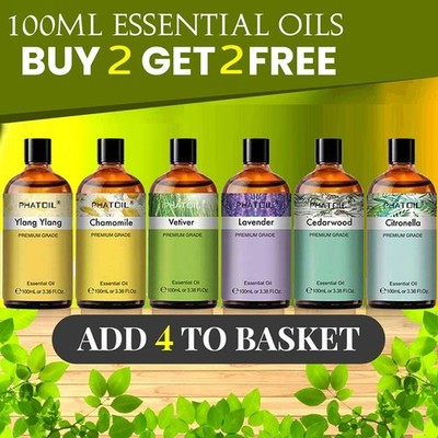 Pure Essential Oil 100ml (3.38 oz) -Pure and Natural -Premium Grade Oil Diffuser