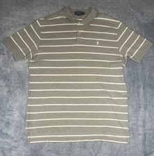 Polo by Ralph Lauren SS Polo Shirt Men's XL Gray w/ White Stripes Pony Logo EUC