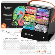 Shuttle Art 89 Colors Alcohol Markers, 88 Colors Dual Tip Art Marker Set Plu...