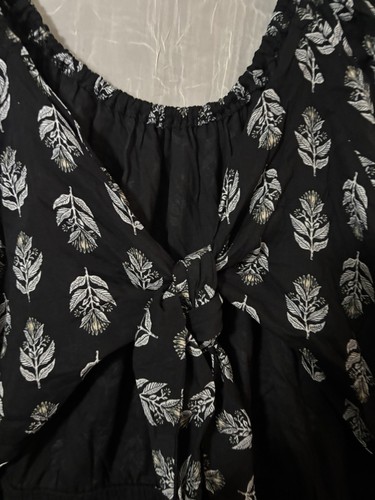 Vestido Old Navy 4x Negro Blanco Floral Atado Espalda Abierta Hasta la Rodilla Forrado - Imagen 5 de 6