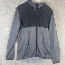 Adidas Hoodie Mens Medium Gray Full Zip Climalite Sweatshirt Geometric Training