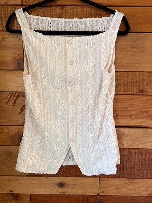 Make Me Chic Women's Knit Button Front Tank Size Large NWOT Ivory