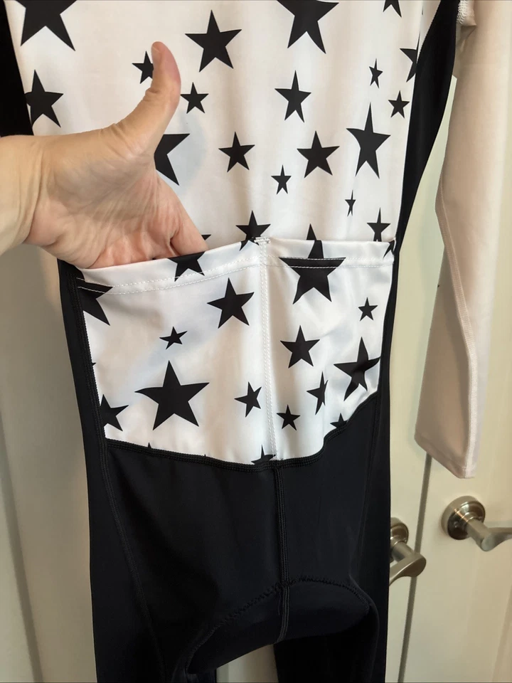 Zimco Women’s Size Large Cycling Suit Black And White With Stars - Image 4 of 4
