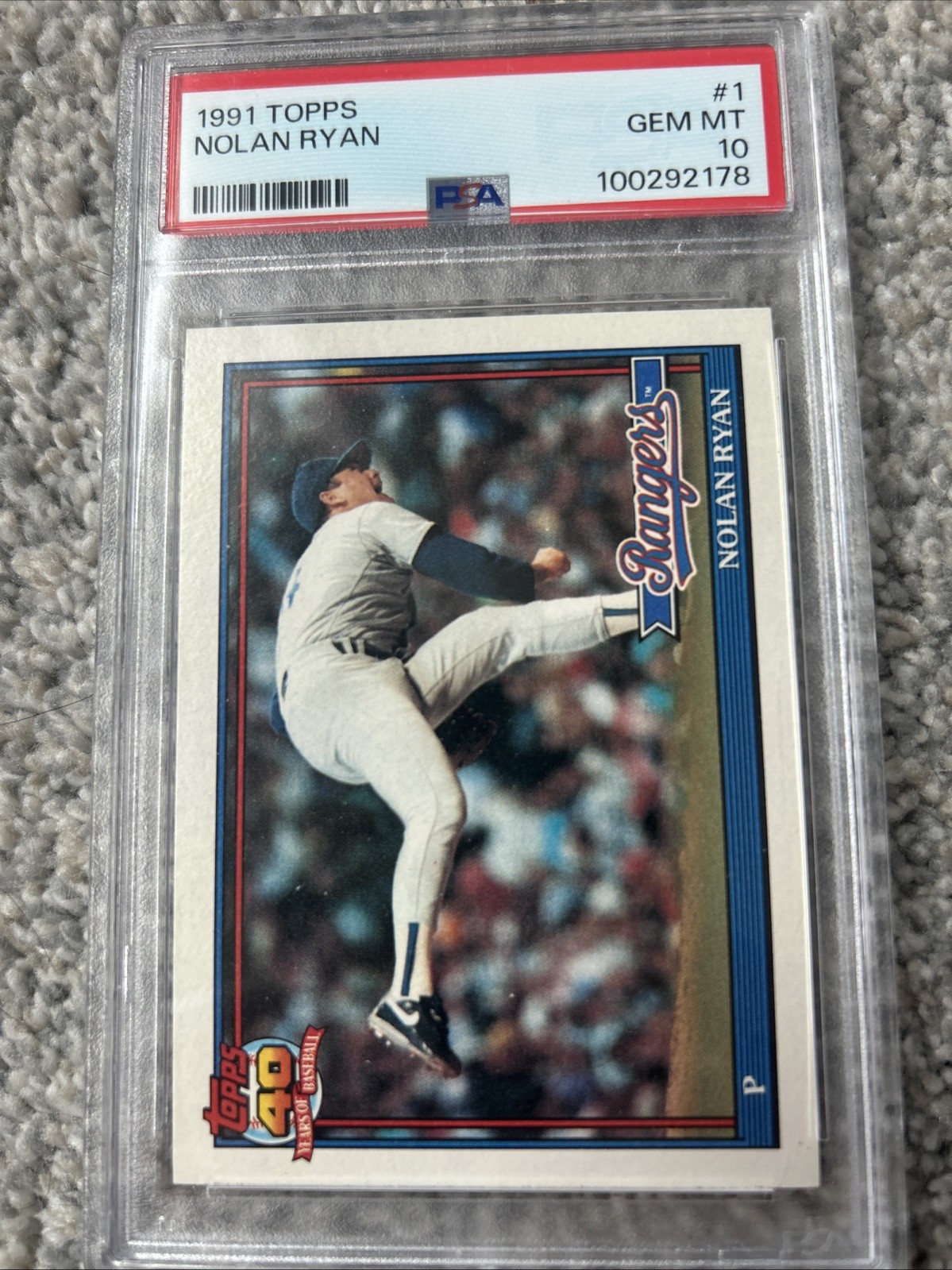 1991 Topps (40th Anniversary) - Nolan Ryan #1 PSA 10 GEM MT (Texas Rangers)