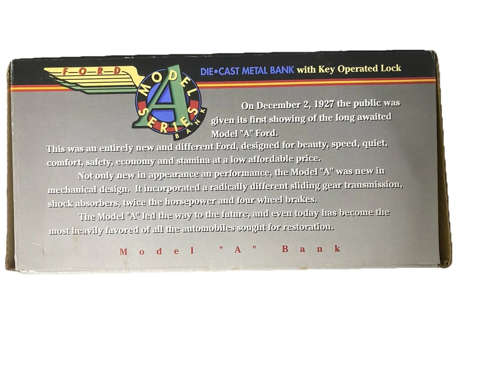 Banco de metal fundido a presión Liberty Classics Inc. Ford modelo A 1927 con cerradura operada por llave Foto 3 de 3