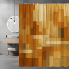Geometric Brown and Beige Shower Curtain for Modern Bathroom Decor