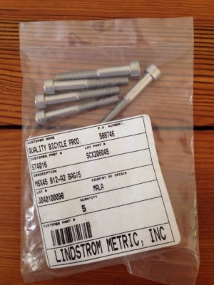 NEW Set of 5 Lindstrom Metric SCX206045 M6x45 912-A2 Bike Bicycle Hex Screw 2'' 