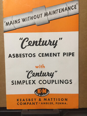 Vtg Keasbey & Mattison Catalog Century Asbestos Cement Pipe 1948 NOS K&M