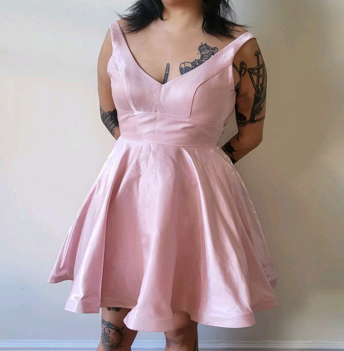 BHLDN Princess Pink Shimmer Satin Mini Dress Tulle Cupcake US UK