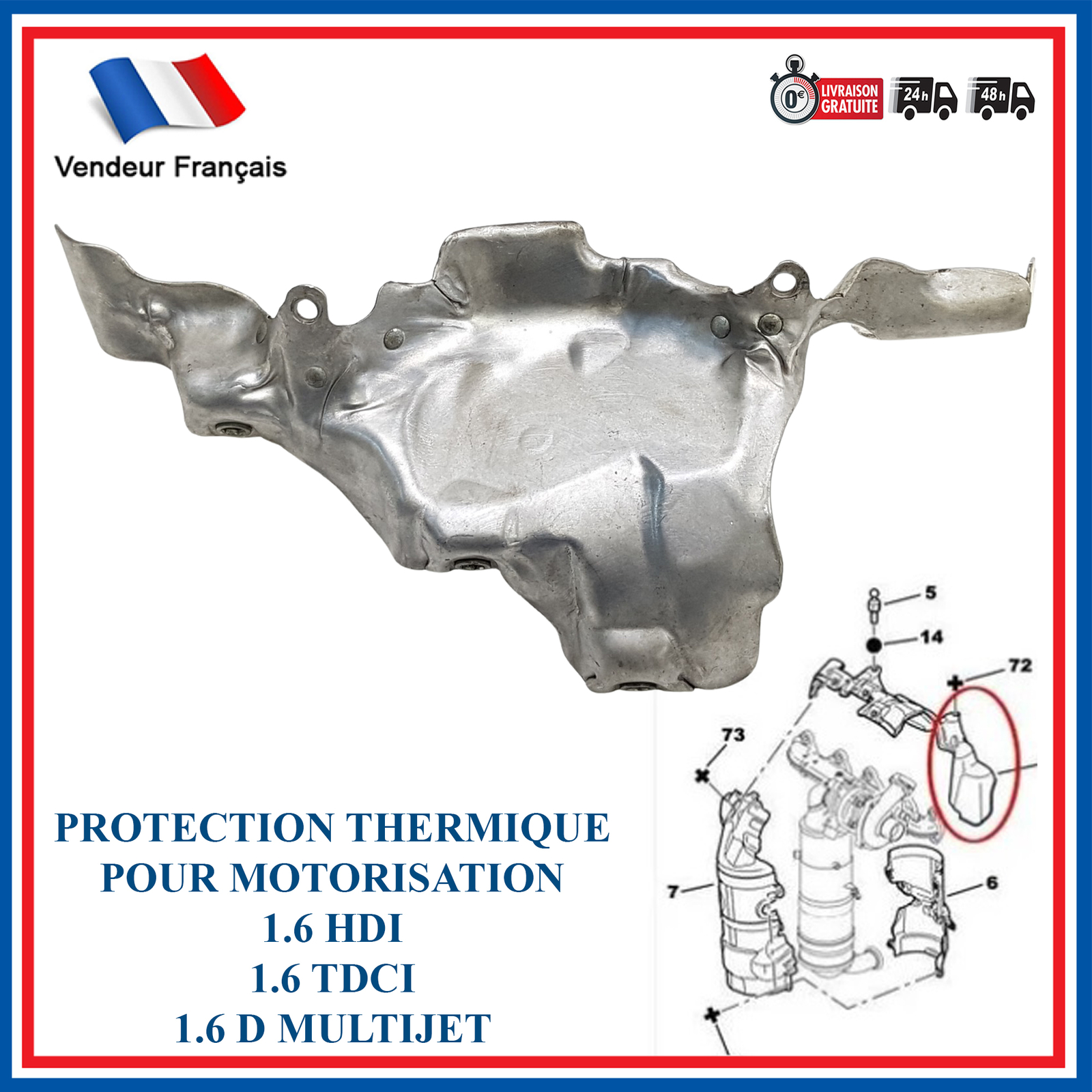 Isoler la chaleur de l'échappement sur Fiat Scudo 1.6 D avec le bouclier thermique 9661522880