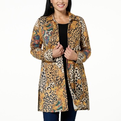 Golden Neutral Scroll Luxe Faux Suede Topper Size 2X Gift IMAN Global Chic New
