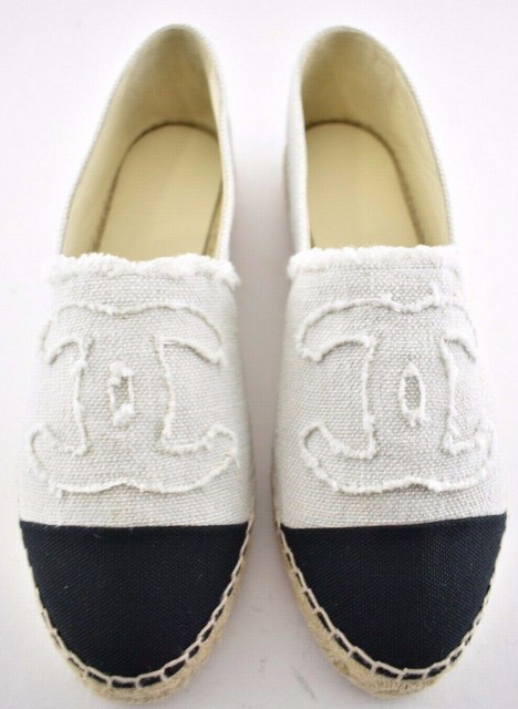 chanel linen espadrilles