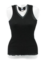 Women's wide shoulder shirt, wool/silk SPIDER, black cod.073462