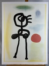 Man Looking at the Sun Vintage Joan Miro Modern Art 1974 Lithograph Poster