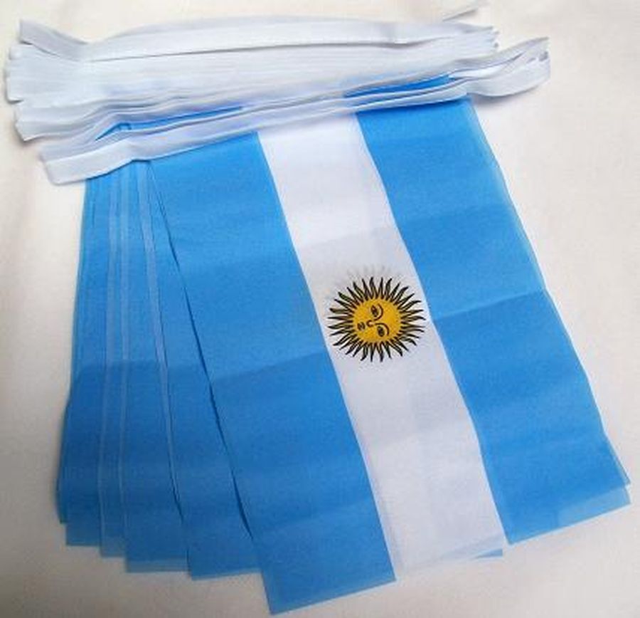 GHIRLANDA 4 metri 20 BANDIERE ARGENTINA 15x10cm - BANDIERA ARGENTINA 10 x 15 cm