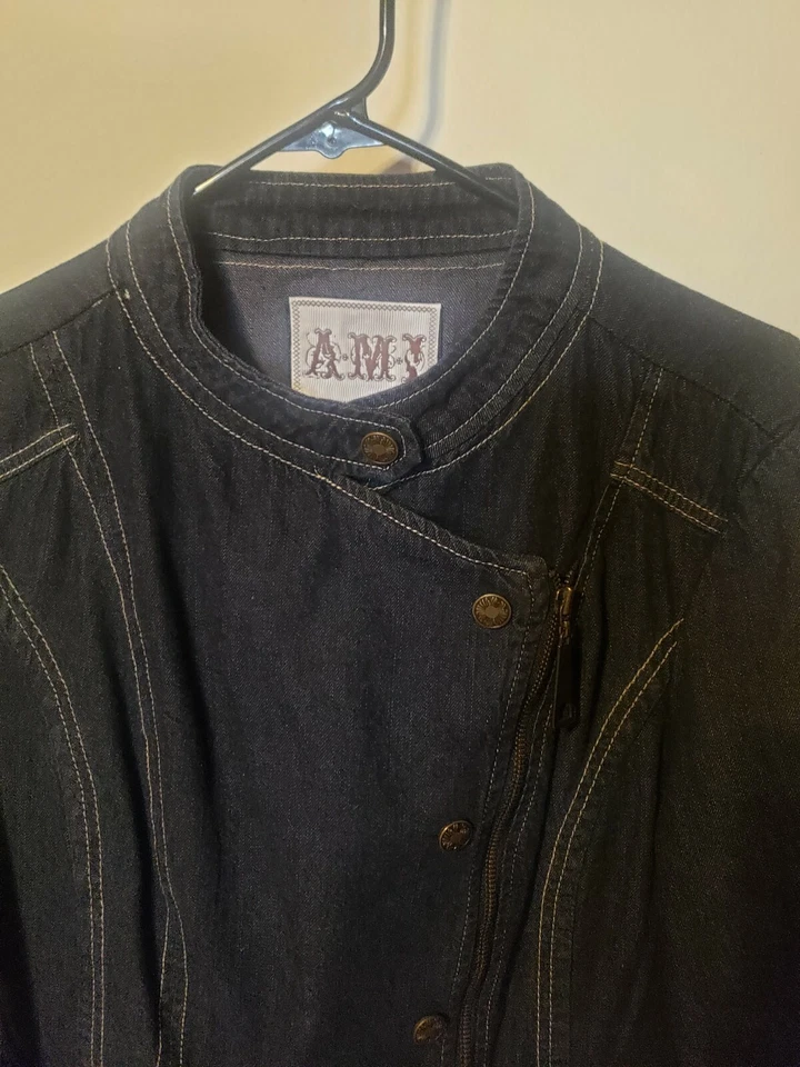 Женская джинсовая куртка AMI Moto Style Dark Sz L - Изображение 3 из 4