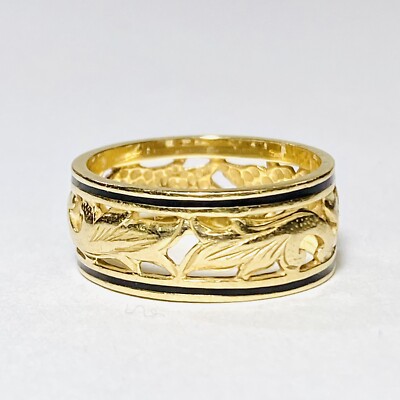 Sultan Hawaii Na Hoku 14K Yellow Gold Hibiscus Scroll 8mm Size