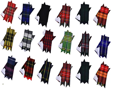 ALL SAFE Scottish Kilt Sock Flashes 42 Tartans Tartans/Highland Kilt Hose Flashes Pointed