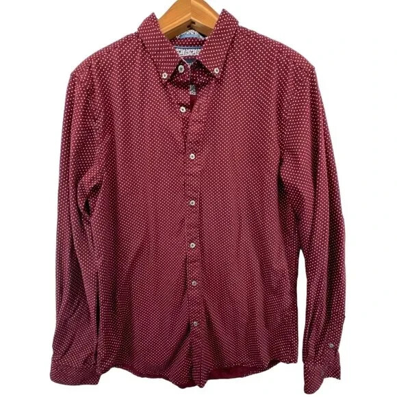 mens burgundy polka dot dress shirt Denim and Flower Men's Long Sleeve Button Up Featuring a vibrant multi scuba crepe Korean Bridesmaid Dress Colour:Dark Grey