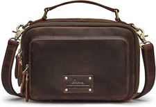 S-zone Genuine Leather Crossbody Purses For Women Vintage Top Dark Brown 