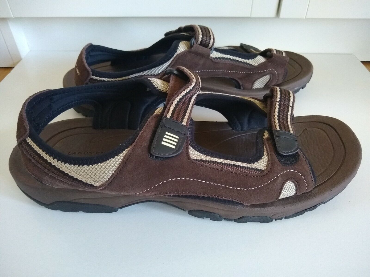 Lands\' End mens Size 11D Brown Leather Hiking Sandals Adjustable Straps Lopsie-Men-s-Outdoor-Hiking-  main image 4
