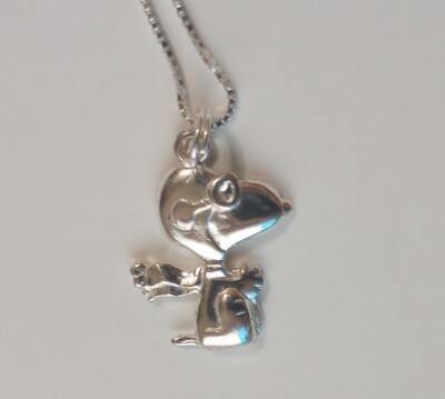 925 Sterling Silver Necklace With Plated Peanuts Snoopy Fighter