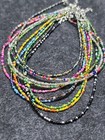 Beaded Seed Bead Necklace Woman's Short Choker with Extender Chain