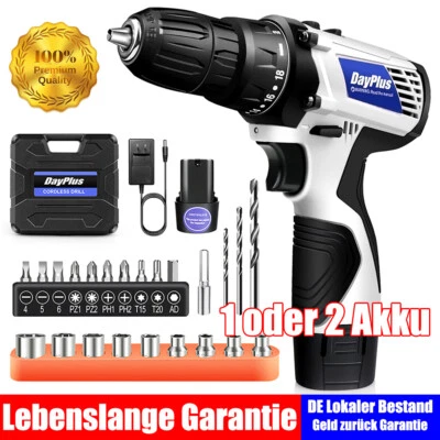 DAYPLUS® 12V Akkuschrauber Set Akku-Bohrschrauber Bohrmaschine mit 1/2x Akku + Ladegerät