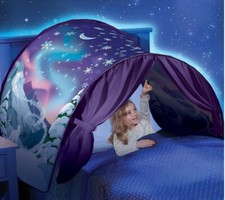 Dream Tents Kids Pop Up Bed Tent Playhouse -Twin Size Winter Wonderlands Light