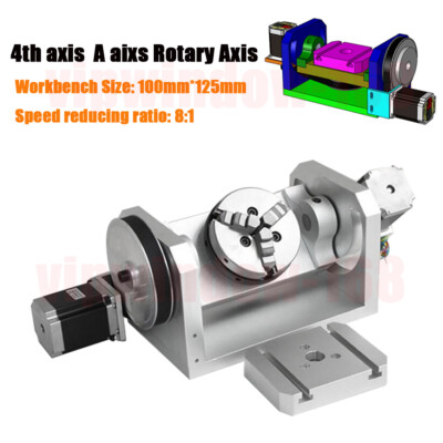 CNC Dividing Head Router Rotary Axis 4th A Axis 3 Jaw 100MM Chuck Self-Centering