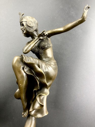 Bronzeskulptur Art Deco Tänzerin Chiparus Skulptur Bronze Tanzende Babylon - Bild 2 von 11