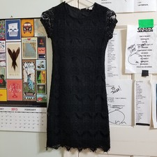 Stella Luce dress Small crochet lace fringe hem lined evening boho date night